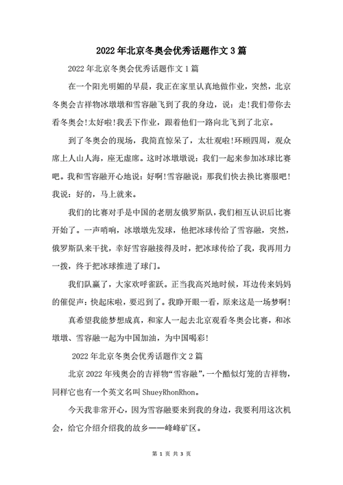 冰雪奥运美丽中国作文（奥运会筹办精神）